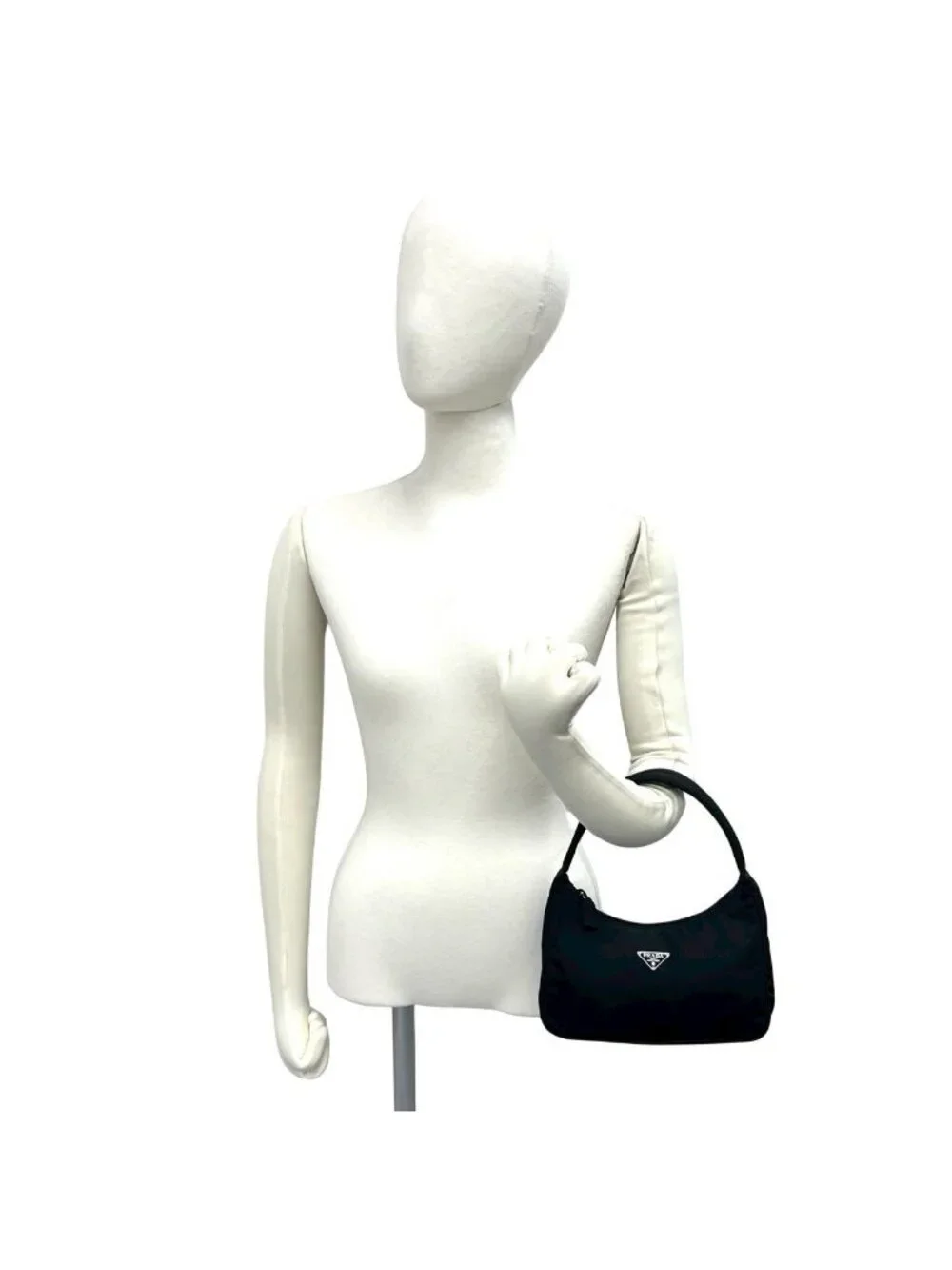 Prada Triangle Logo Plate Tessuto Nylon Mini Handbag Pouch Black